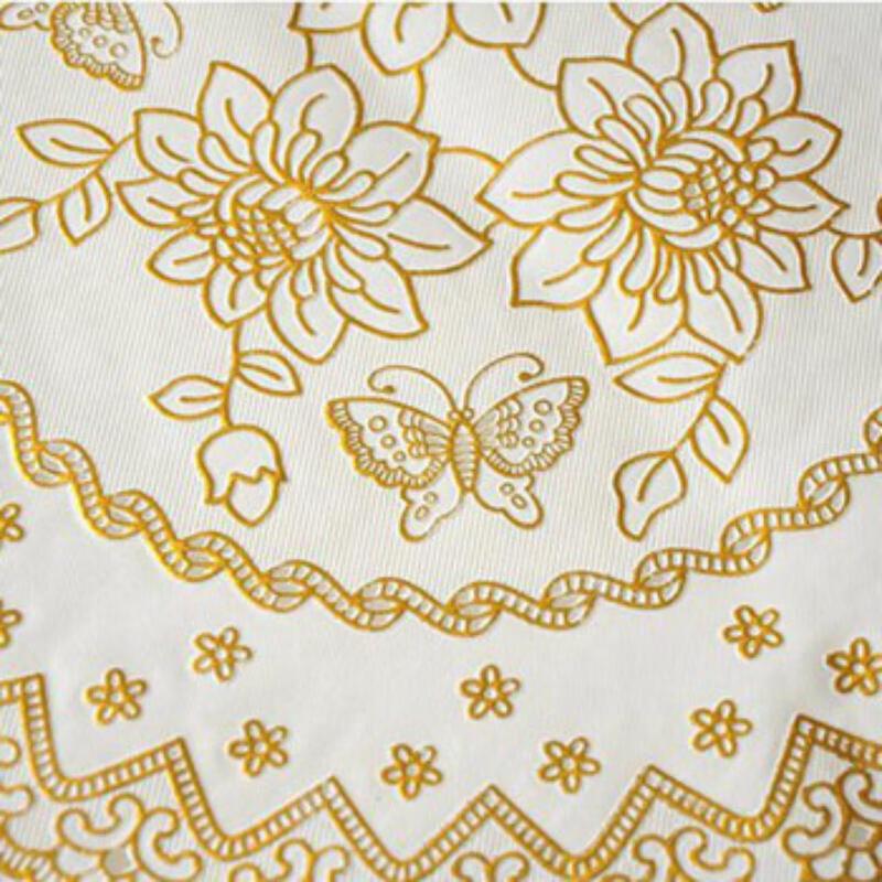 Round PVC Hollow Floral Gold Stamped Placemat