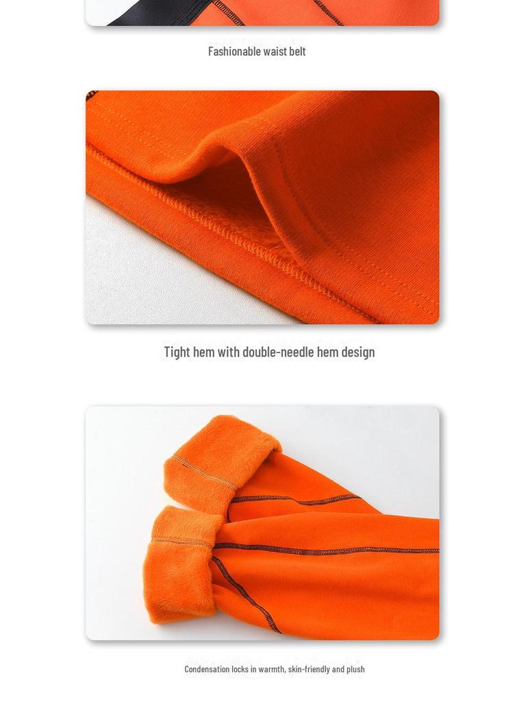 Pánská bavlněná termoprádlová souprava - Kulatý výstřih, Plyšová podšívka, Pohodlná zimní základní vrstva top a spodky.