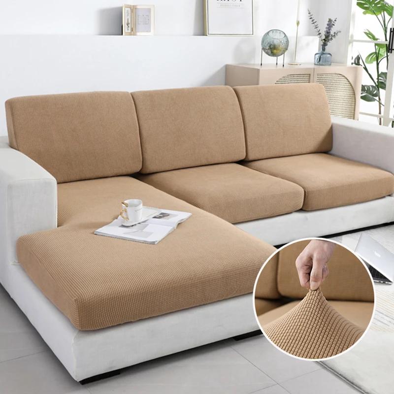 Thickened Cushion Cover Wave Pattern Jacquard Fabric Couch Seat Elastic Cover For Family Room L Form L Shape Couch Backrest Furniture Protector