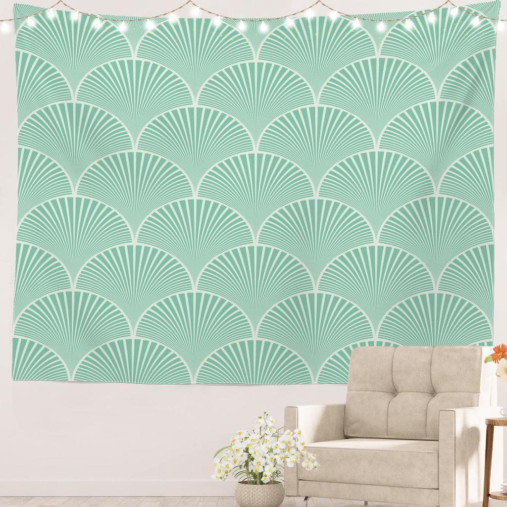 Abstract Modern Aesthetic Tapestry, Simple Dot Neutral Tones Wall Art Hanging Decoration Polyester Fiber White Ruffled Around