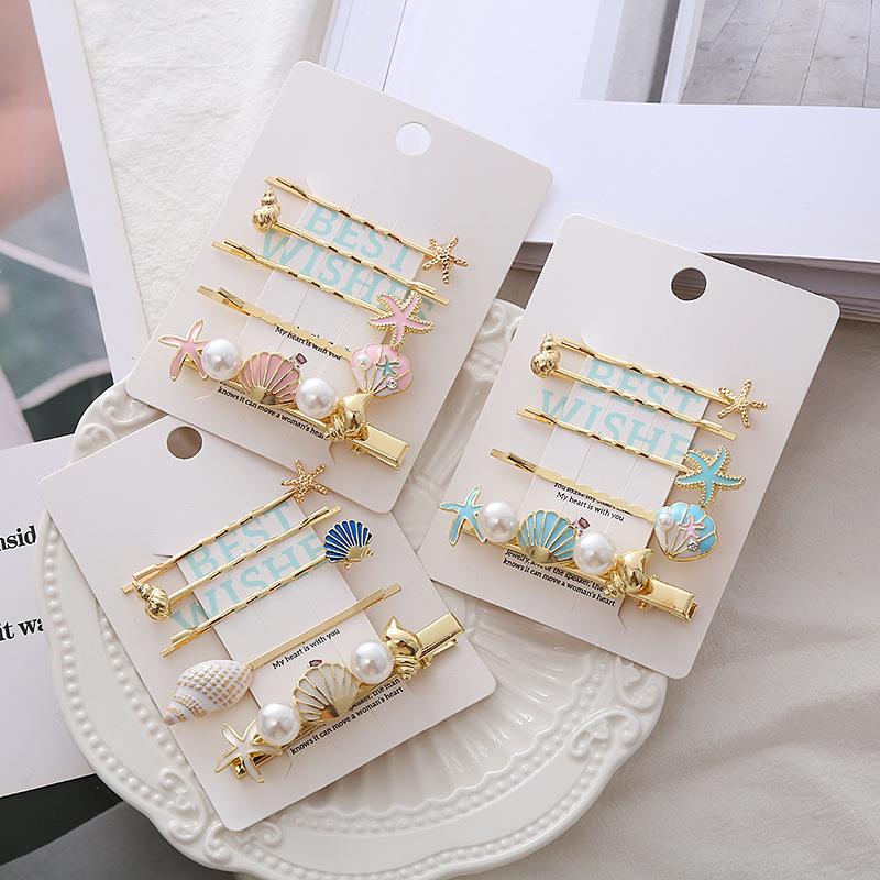 New Creative Conch Starfish Shell Women's Hairpin Hair Accessories Set