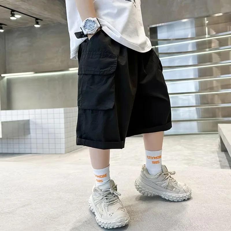 3-14 Years Summer Teenage Boys Pants Stereoscopic Pocket Design Comfortable Loose Fitting Style Short Trousers for Kids