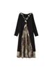 Chinese Style Plus Size Ruffle Dress for Spring & Autumn - 130-320 Jin, Women's Fake Two-Piece Long Dress (2026)