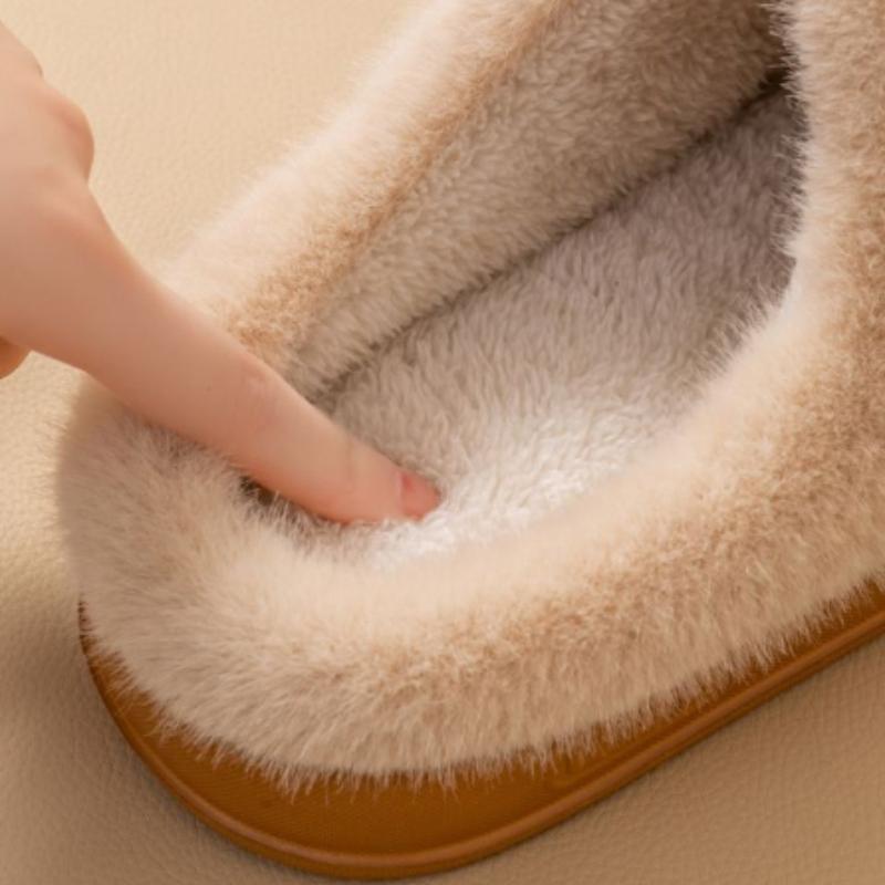 New Plush Cotton Slippers: Women's Autumn/Winter Indoor Non-Slip Fur Slippers - Cozy and Warm for Men and Couples.
