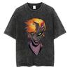 Anime Bleach Washed Tshirt Harajuku Streetwear Vintage Graphic T-Shirt Summer Short Sleeve Cotton Men Women Top Tee