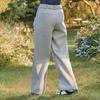 CHALLENGER Women'S Felt Wool-Like Double-Pleated Semi-Wide Pants Light Beige