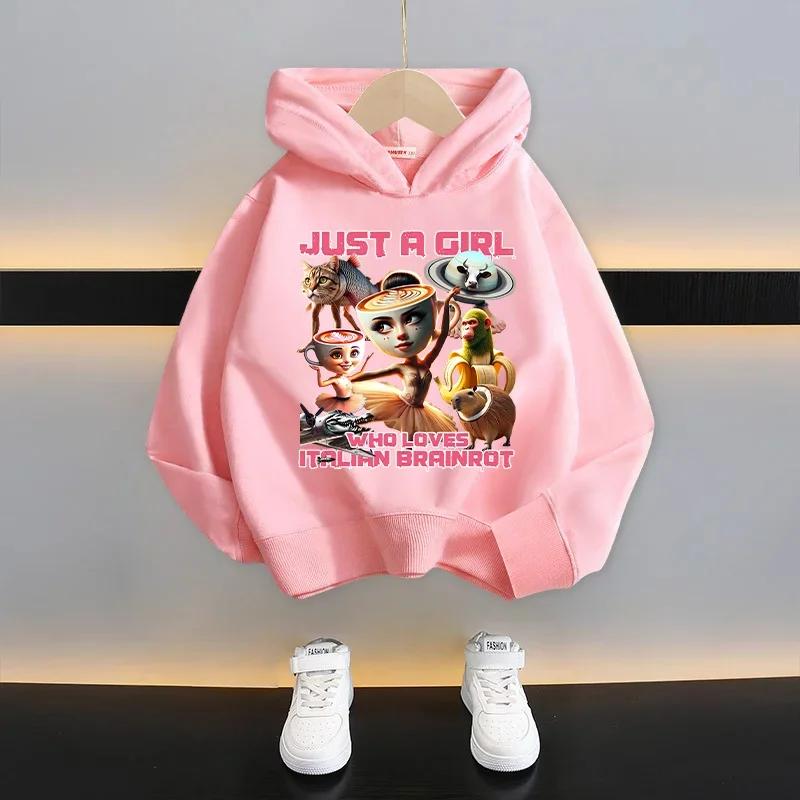 Italiensk hjärnförruttnelse Barn Huvtröja Rolig Tecknad Grafik Tunn Sweatshirt Tung Tungtung Sahur Vardagskläder Långärmad Topp Pojkkläder