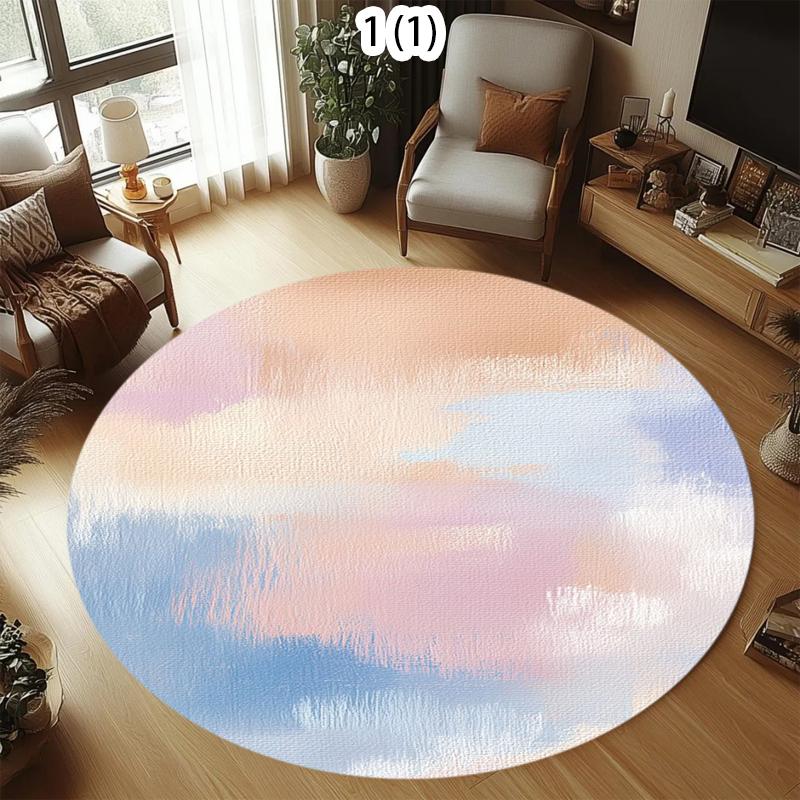 Oil Painting Style Living Room Rug Modern Home Decor Carpet Soft Non-Slip Floor Mat Fluid Brushstroke Pattern for Bedroom