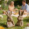 Bunny Figurines 2 Piece Collectible Bunny Figurines Ornament Rustic Outdoor Statues For Garden For Easter Home Table Shelf Yard