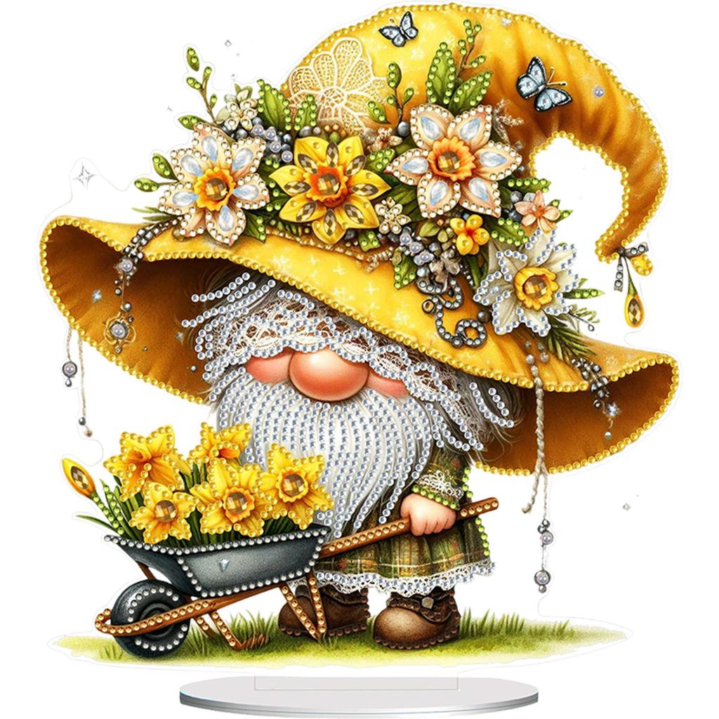 2D Flat Gnome DIY Desktop Diamond Art Kits Double Sided Effect 5D DIY Diamond Art Tabletop Decorations Bedroom Table Decoration