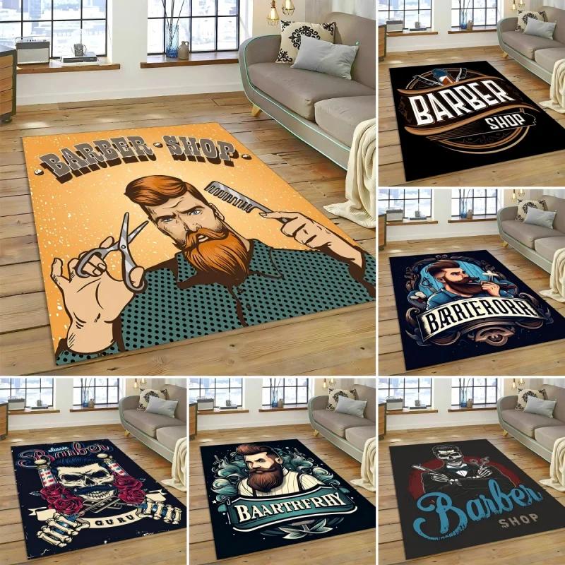Fashion Barber Shop Series Carpet Hallway Cloakroom Coffee Table Rug Bedroom Home Floor Mat Washable Living Room Decoration
