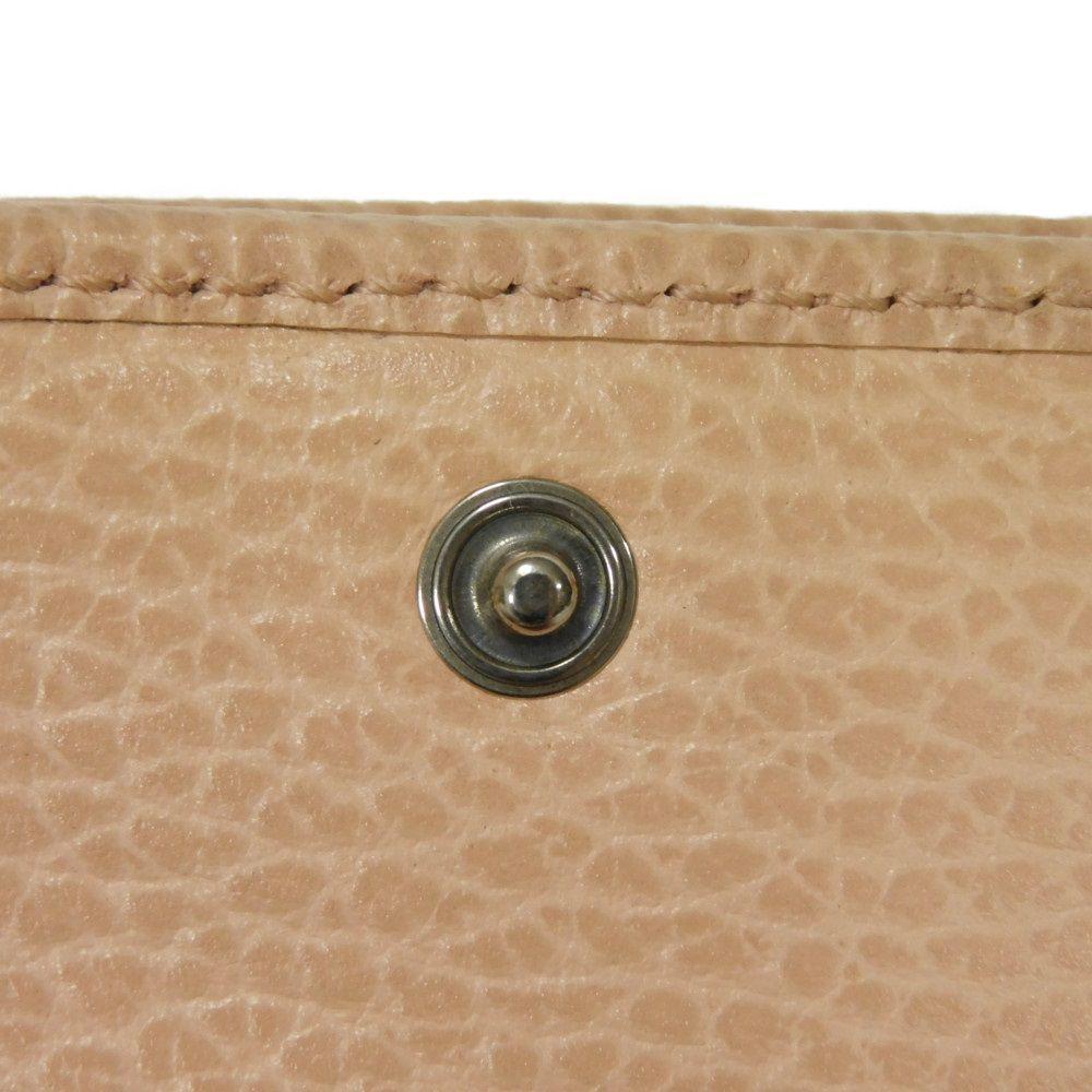 Used GG Marmont Double G Compact Wallet (9539), 735212, 7942, Calfskin Billfold Card Case and Coin Purse, Pink Beige,
