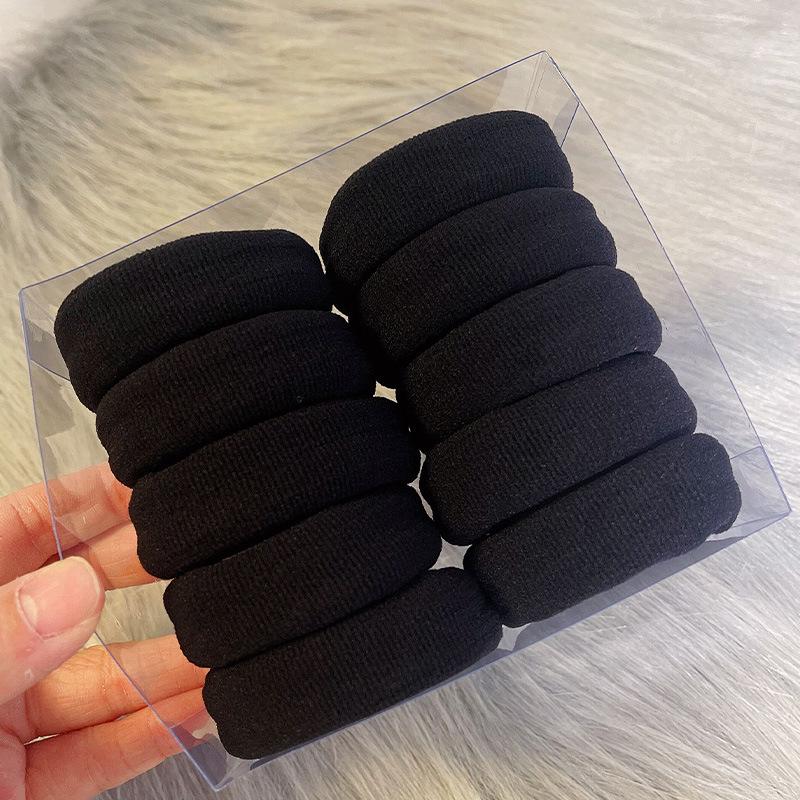 Широкие, Плоские, Высокоэластичные, Толстые Черные Резинки для Волос и Резинки для Хвоста в Футляре для Женщин