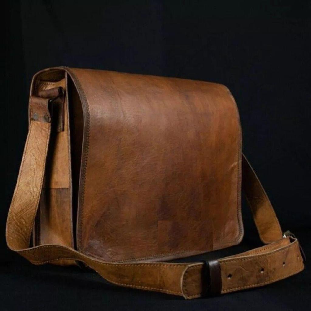 Bag Laptop Briefcase Dark Brown Men's Distressed Leather Messenger Shoulder