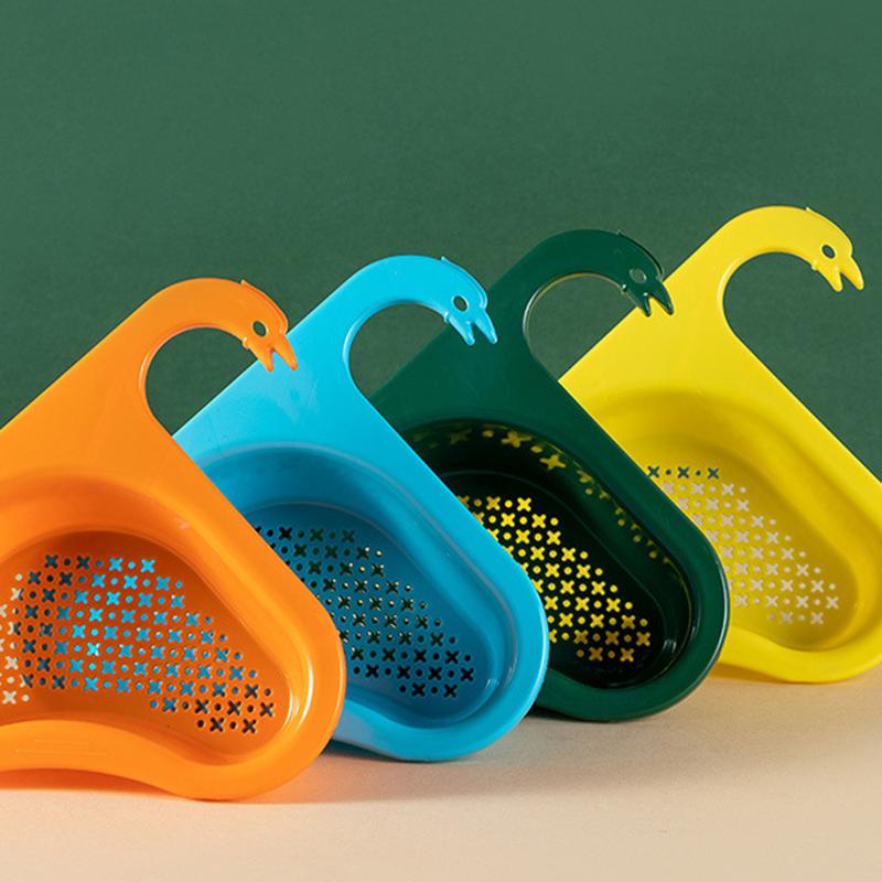 New Swan Sink Drain Basket Household Anti-Slip Faucet Strainer Food-Grade Filter Basket Food Garbage Colanders Draining Shelf