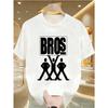 Retro Bros Tour Konzert T-Shirt | Vintage 80er 90er Bros Logo & Tanz Grafik T-Shirt - Schwarz mit Weißem Aufdruck - Lockeres Shirt für Männer & Männer