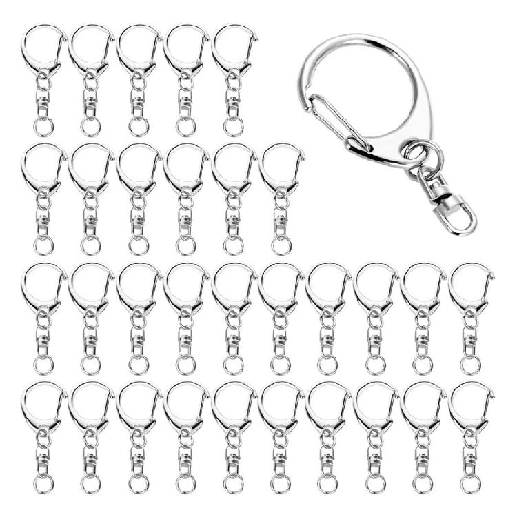 

50X for Key Ring with Chain Silvery D Snap Hook Split Keychain Part 8mm Jump Rin 1