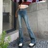 Hotsweet Vintage Slim Bootcut Jeans Spring Autumn High Waist Button Women's Clothing Washed Denim Pants Streetwear Chic Trousers