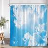 Blue Sky Natural Shower Curtain White Clouds Bathroom Decorative Shower Curtain With Hook Polyester Home Decoration Bathtub