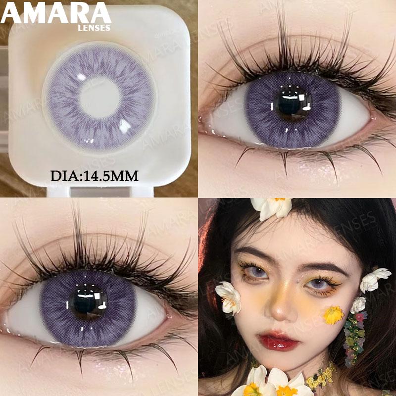 AMARA Schwarzfarbene Kontaktlinsen für Augen Braun Große Farbkontaktlinse Graue Kontaktlinse Natürlich gefärbte Pupillen softlenses Jährlich