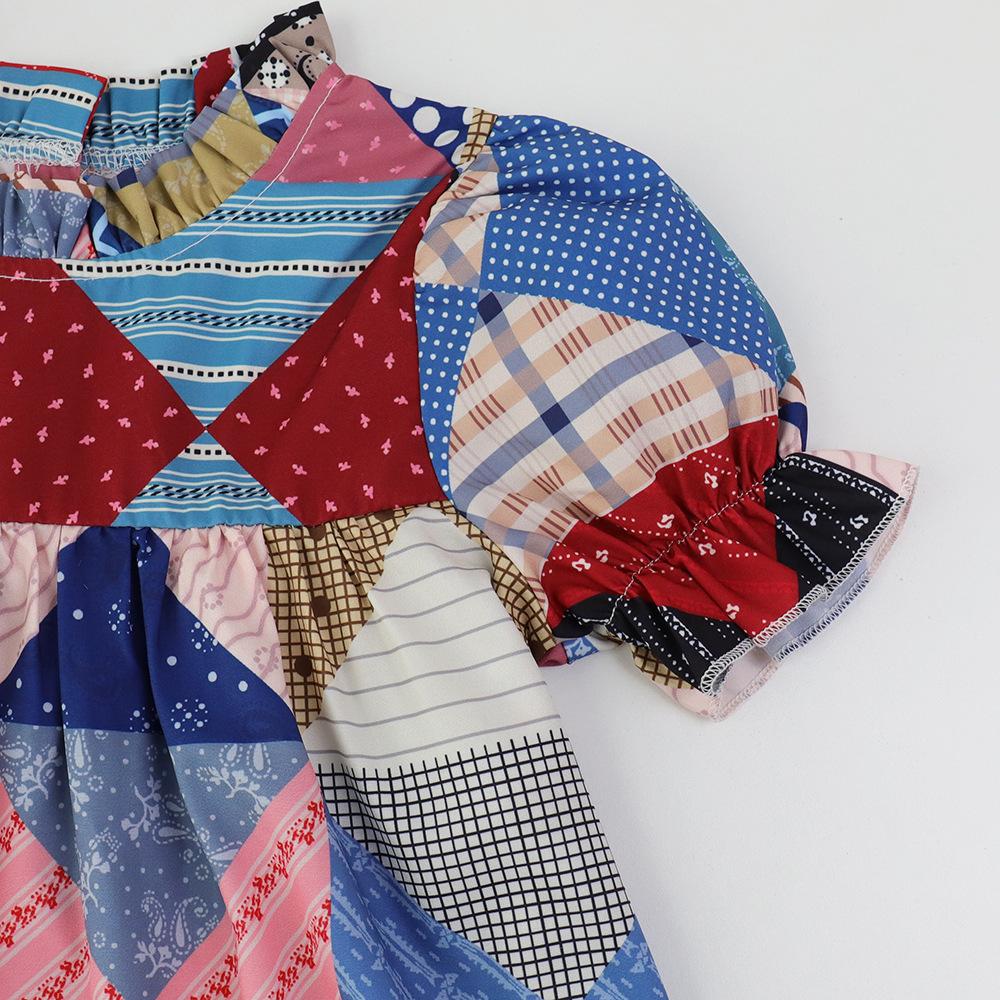 Girls Summer Ethnic Short Sleeve Dress Stylish Childrens Princess Skirt Casual Party Wear