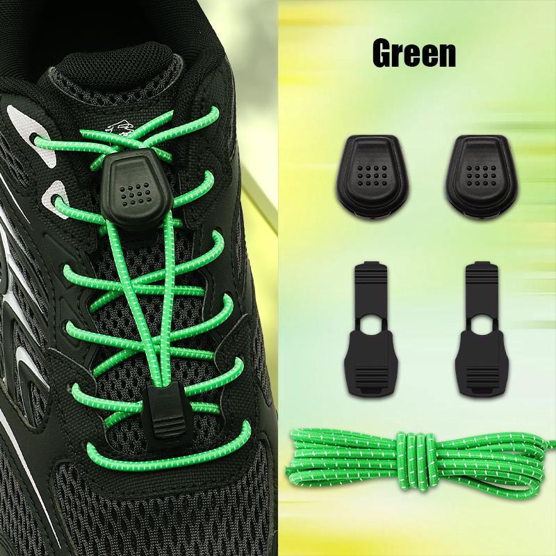 1Pair Press Lock Buckle Lazy Shoe Laces Elastic Round Shoelaces with For Kids Adults Suitable for A Variety of Shoes