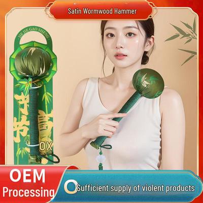 Green Bamboo Leaf Satin Wormwood Health Massage Hammer