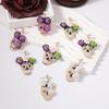 Chic Zircon Inlaid Skull Studs Earrings Versatile Skull Ear Studs Adorned with Zircon and Glitter for Various Occasions