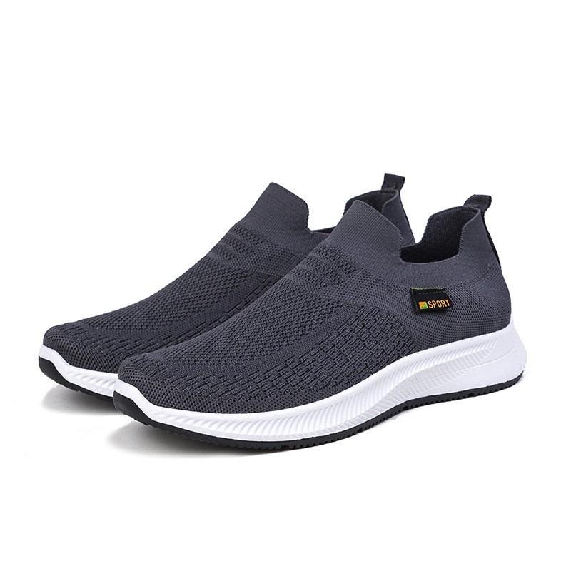 Men's shoes spring and autumn flying woven mesh light and comfortable casual shoes socks mouth old pedal sneakers