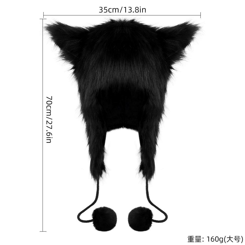 Simulation Autumn And Winter Warm Hairball Hat Ear Protection Bag Head Plush Tribal Hat With Ears Cat Ears To Keep Out The Cold