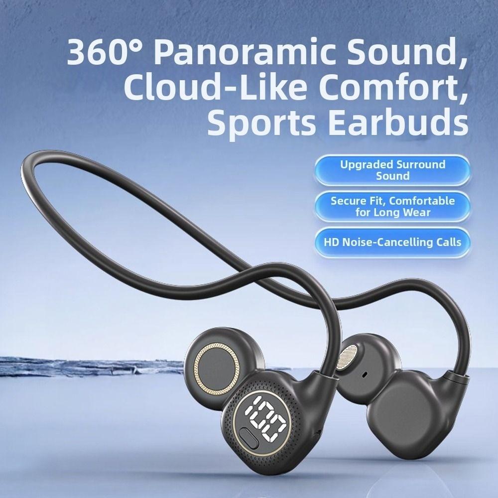 LED Digital Display Wireless Earbuds Neckband Built In Microphone Sport Headset  Karaoke Singing