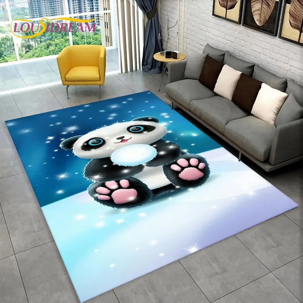 Dywan z motywem zwierząt z kreskówek Panda, dywanik do salonu, sypialni dziecięcej, sofy, wycieraczki, kuchni, antypoślizgowa mata podłogowa