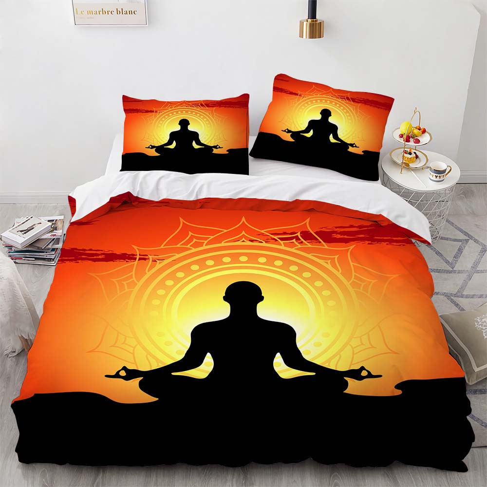 3D Buddha Print Bedding Set Meditation Duvet Covers With Pillow Cover Case Home Decor Bed Clothes Double Queen King Size