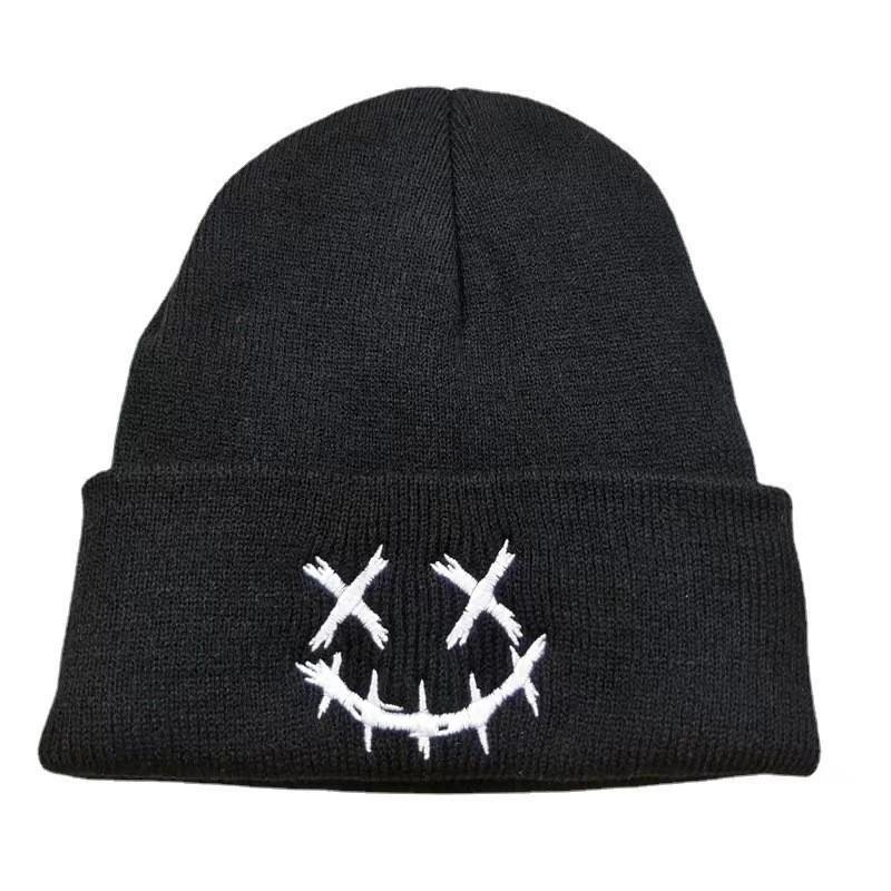 Logo Designed Plain Winter Hat Men Women Custom Logo Warm Kinnted Beanie Funny Expression Beanie Hat With Embroidery Logo