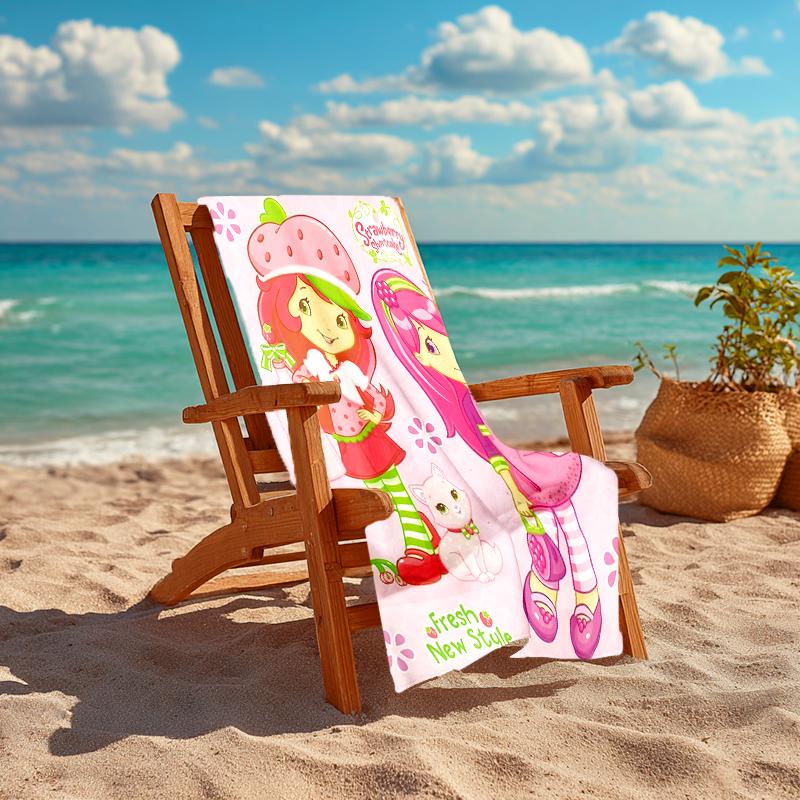 1pc Strawberry Princess3 Beach Towel, Comfortable and Thick, and Swimming/Bath/Picnic/Camping Towel, Suitable for Seaside Beaches