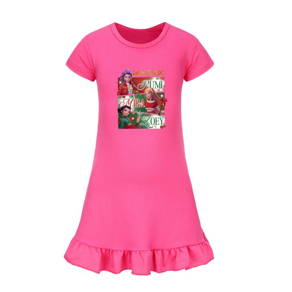 5181 Kinder Mädchen Weihnachten Neujahr Mira Zoey Rumi Bedrucktes Rüschen Kurzarm Freizeitkleid