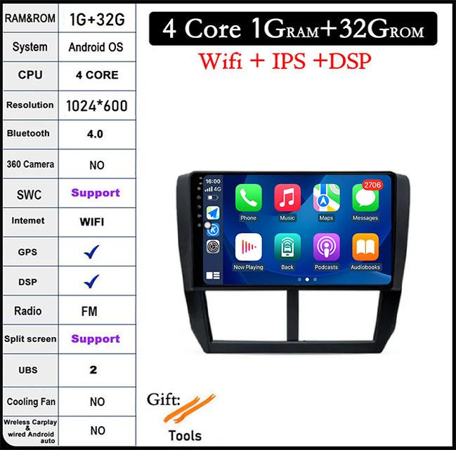 

9-дюймовый экран для Subaru Forester 3 SH WRX 2008-2014 Android 14 Автомобильное радио Видео GPS IPS Мультимедиа Стерео Экран DSP Автоматическая навигация