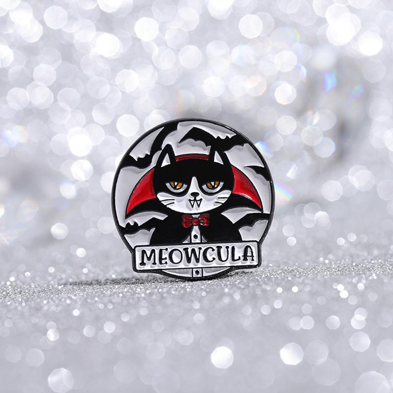 Black Big Cat Enamel Pins Custom MOTHER OF CATS Brooches Lapel Badges Gothic Animal Jewelry Gift for Kids Friends