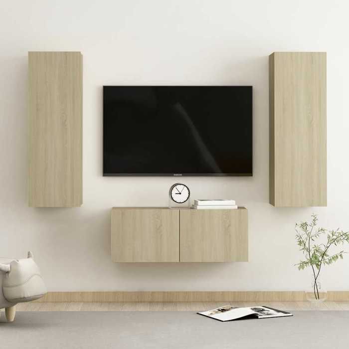 Maison Exclusive - Ensemble de meubles TV 3 pcs Chêne sonoma Bois d'ingénierie