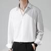 Men's Summer Solid Color Simple Ice Silk Long Sleeve Shirt Loose Draped Handsome Casual Tops