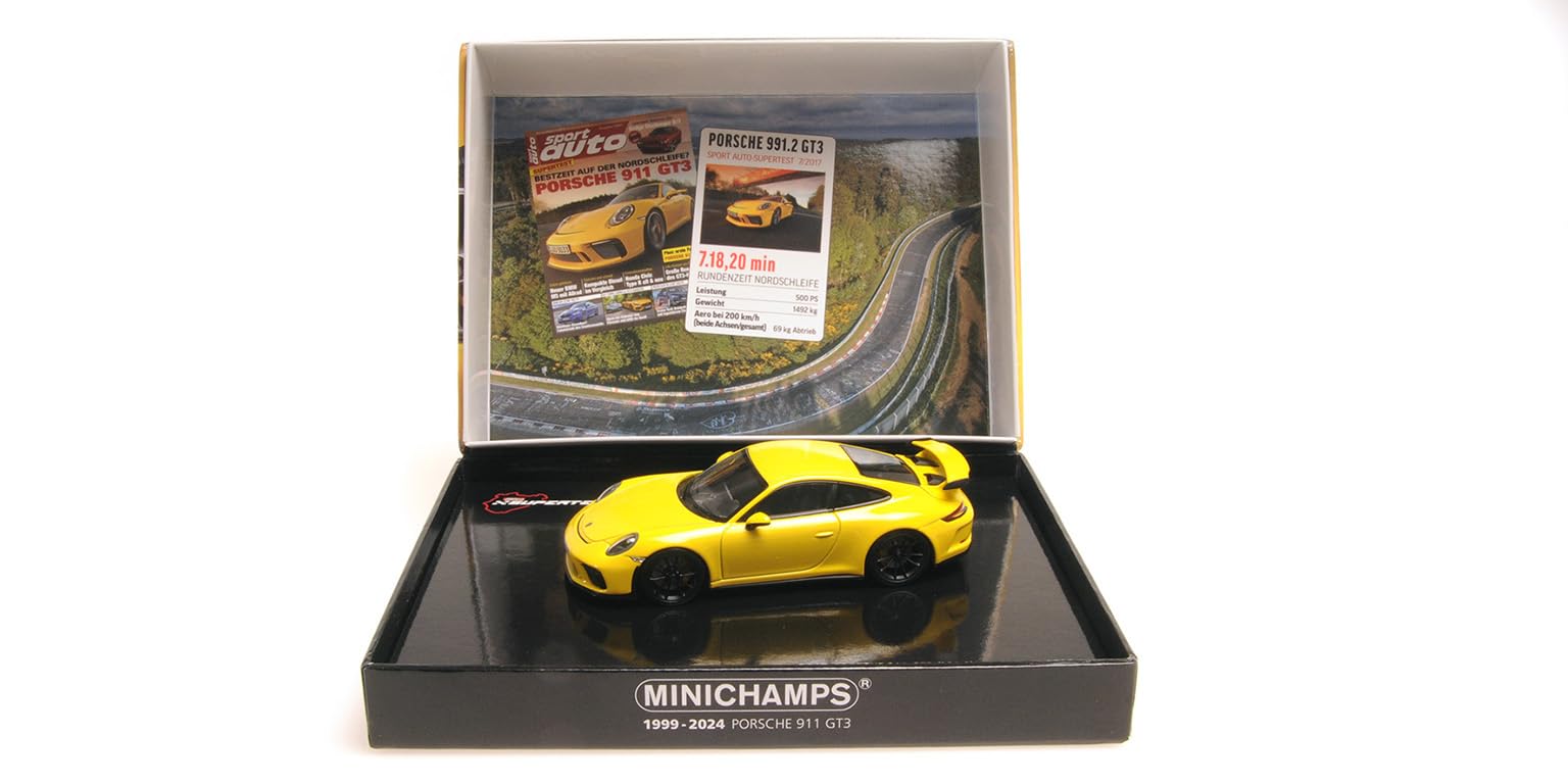 

Minichamps 410066029 Porsche 911 GT3 Желтый спортивный автомобиль 2017 Масштабная модель автомобиля 1/43