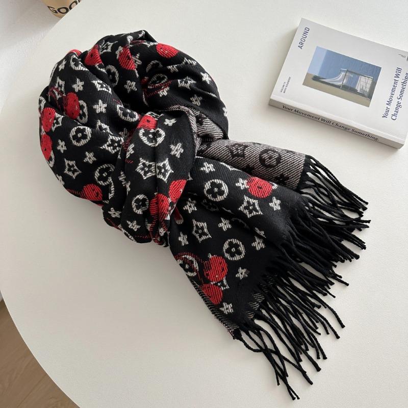 Autumn and winter new wool scarf cherry jacquard warm scarf versatile shawl fashion light luxury high-end scarf