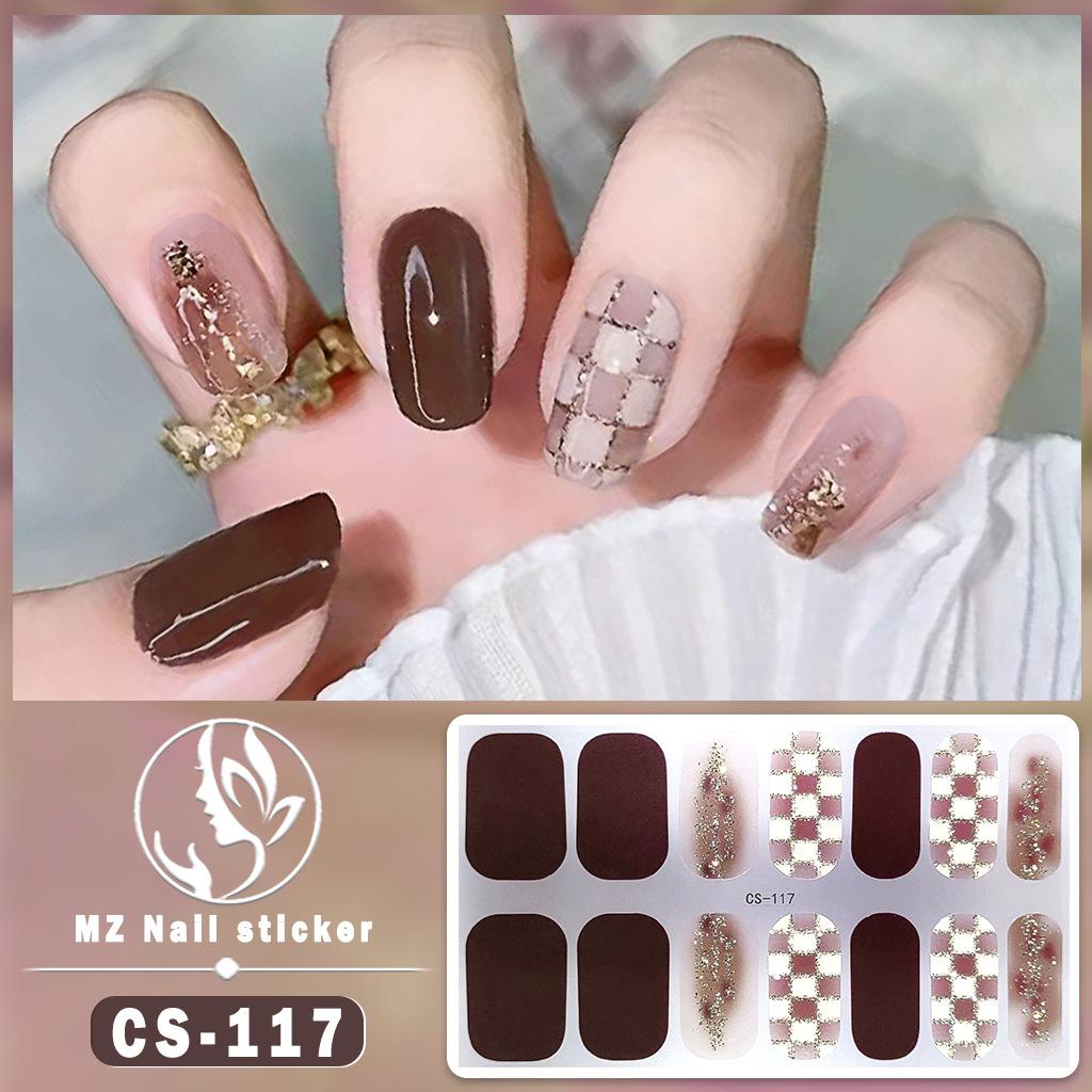 CS Waterproof No-Cure Gel Nail Wraps, Full Cover Contrast Color Tiger Head Pattern Nail Stickers, Nail Patch Films