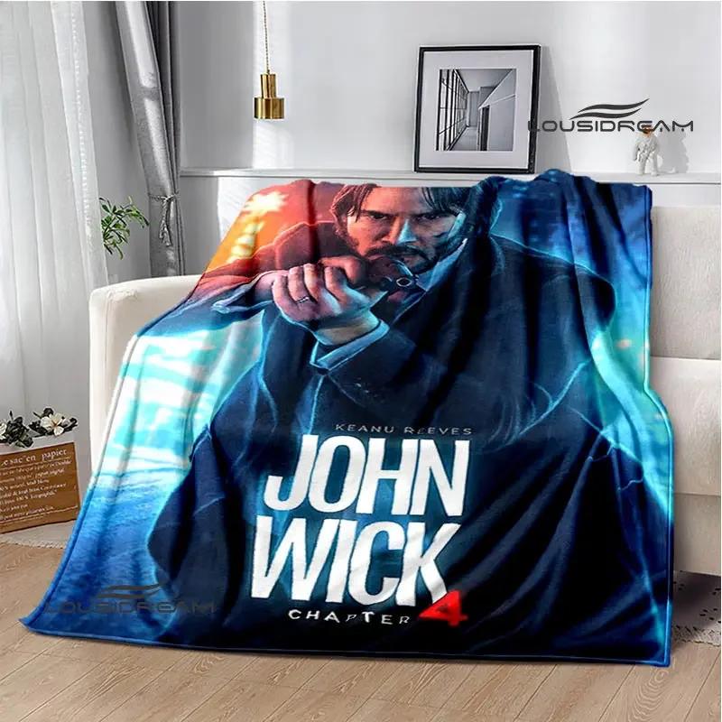 Film John Wick bedruckte Decke Picknickdecke Warme Decke Weich und bequem Heimreise Decke Bettwäsche Geburtstagsgeschenk