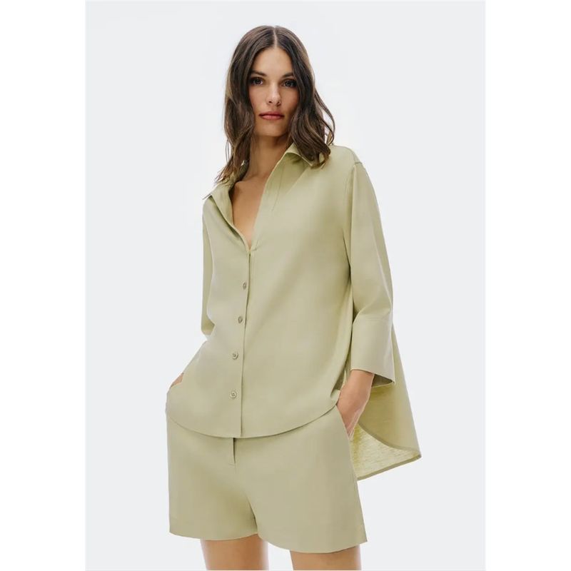 Foreign Trade Surplus Orders Tail Goods Official Website Spring and Summer New Linen Blend Loose Casual Women 3/4 Sleeve Shirts Simple