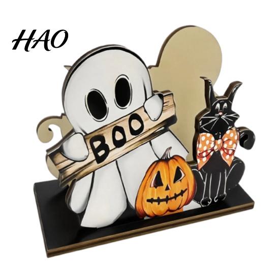 Holiday Party Supplies Halloween Wooden Napkin Holder, Cute Black Cat Mummy Pumpkin Spooky Kitchen Decor Desktop Organizer for Party, Festive
