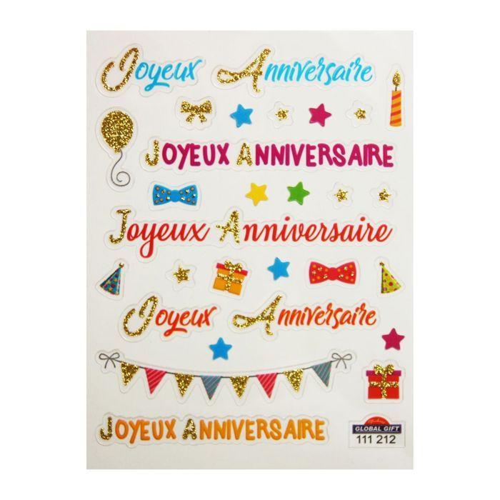 Stickers - 'Happy Birthday' - Color and Glitter - 1.8 Cm