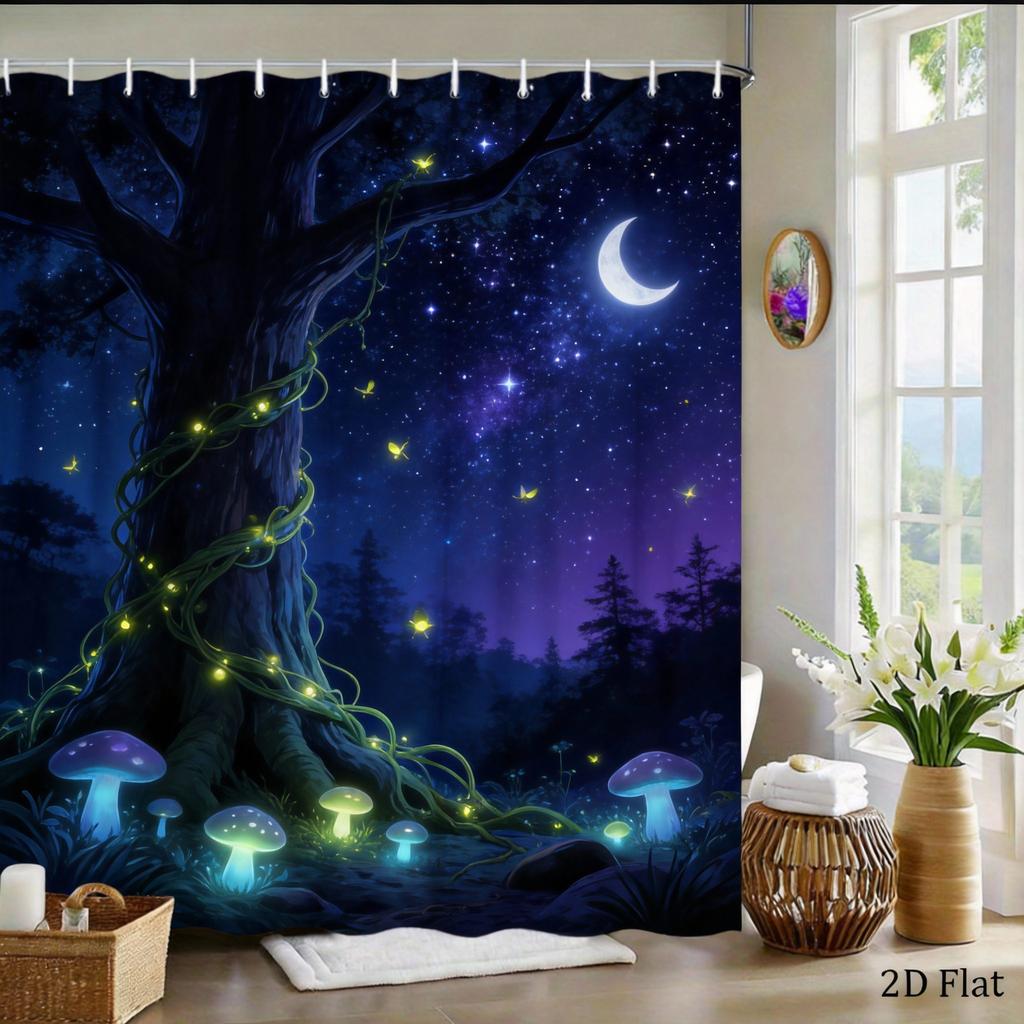 Desert Sunset Shower Curtain Cactus Landscape Print with Snowy Mountains Polyester Bath Curtain with Hooks for Boho Decor