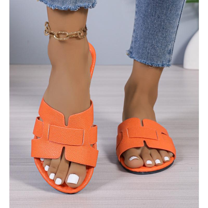 

Летние тапочки Женская обувь Женские высококачественные шлепанцы Сандалии Женская обувь Новый дизайн Пляжная обувь на плоской подошве Женские тапочки 43 оранжевый