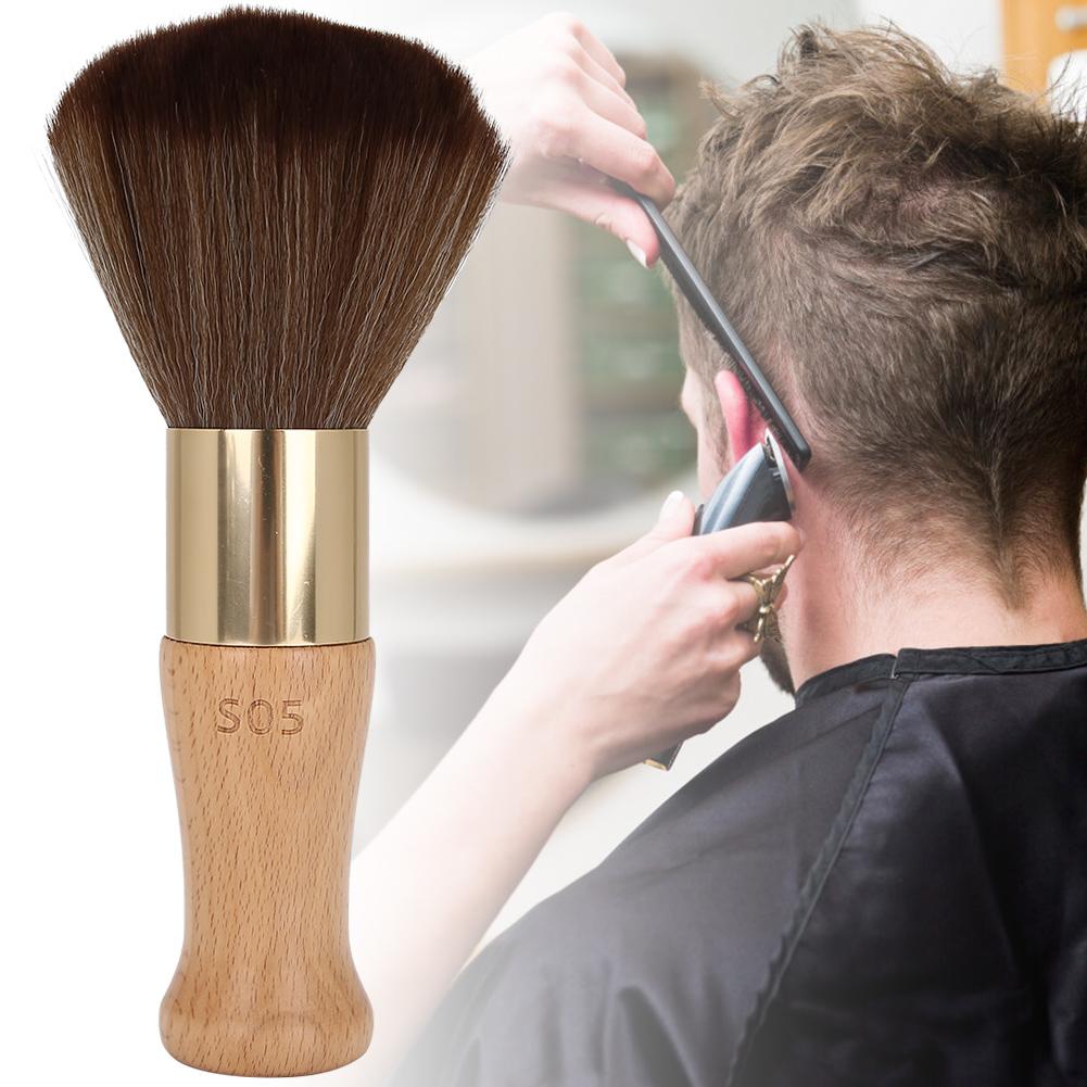 Neck Duster Brush Cleaning Hair Shaving Brushes Styling Salon Tool with Wooden HandleBurlywood